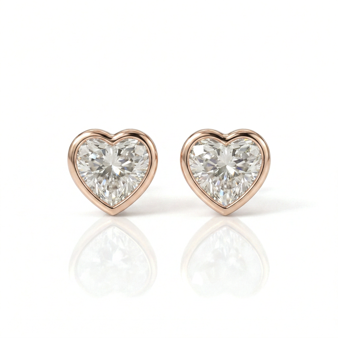 Airrealé Heart Diamond Stud Earrings