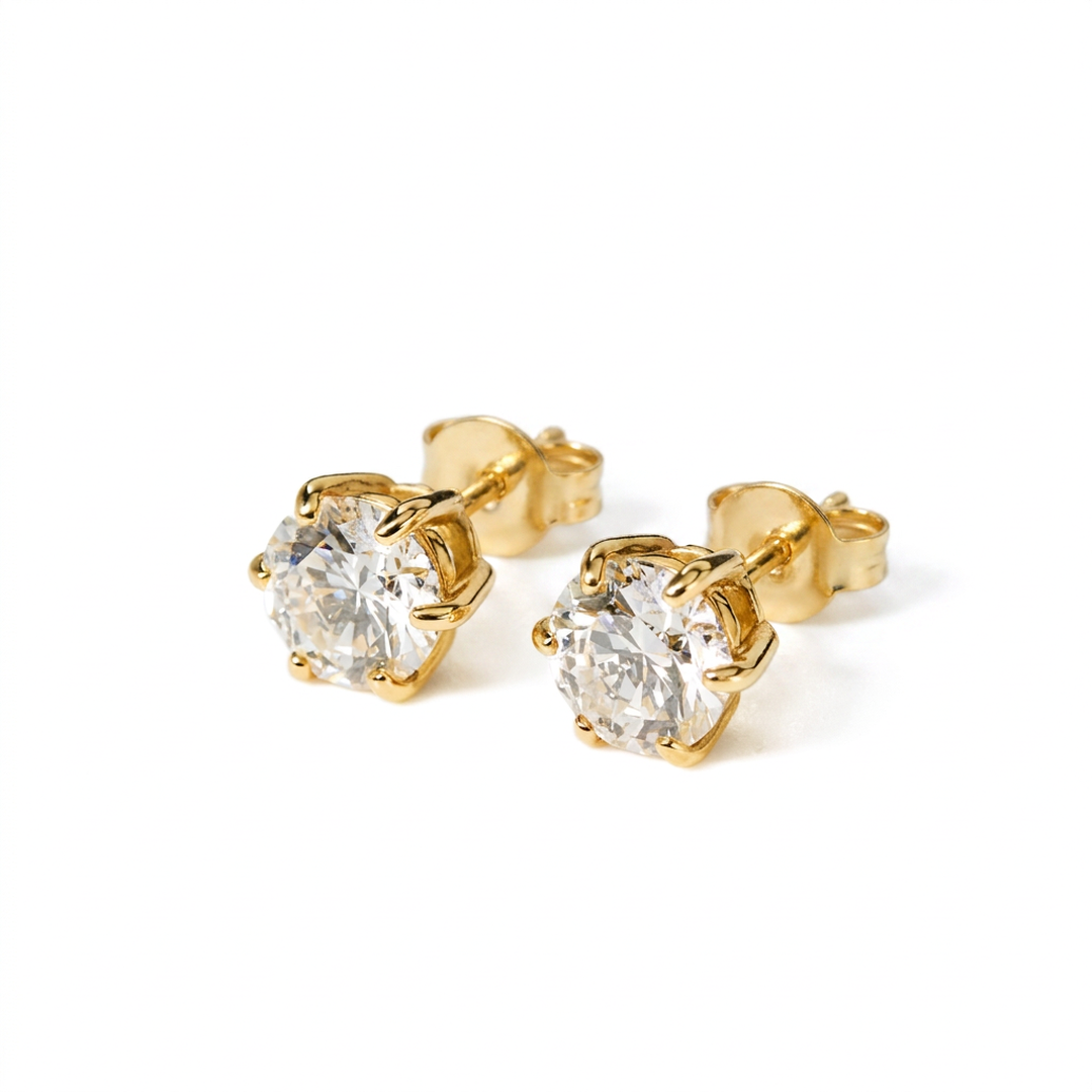 Yellow Gold Airreale Classic Design Diamond Studs Lab Grown 