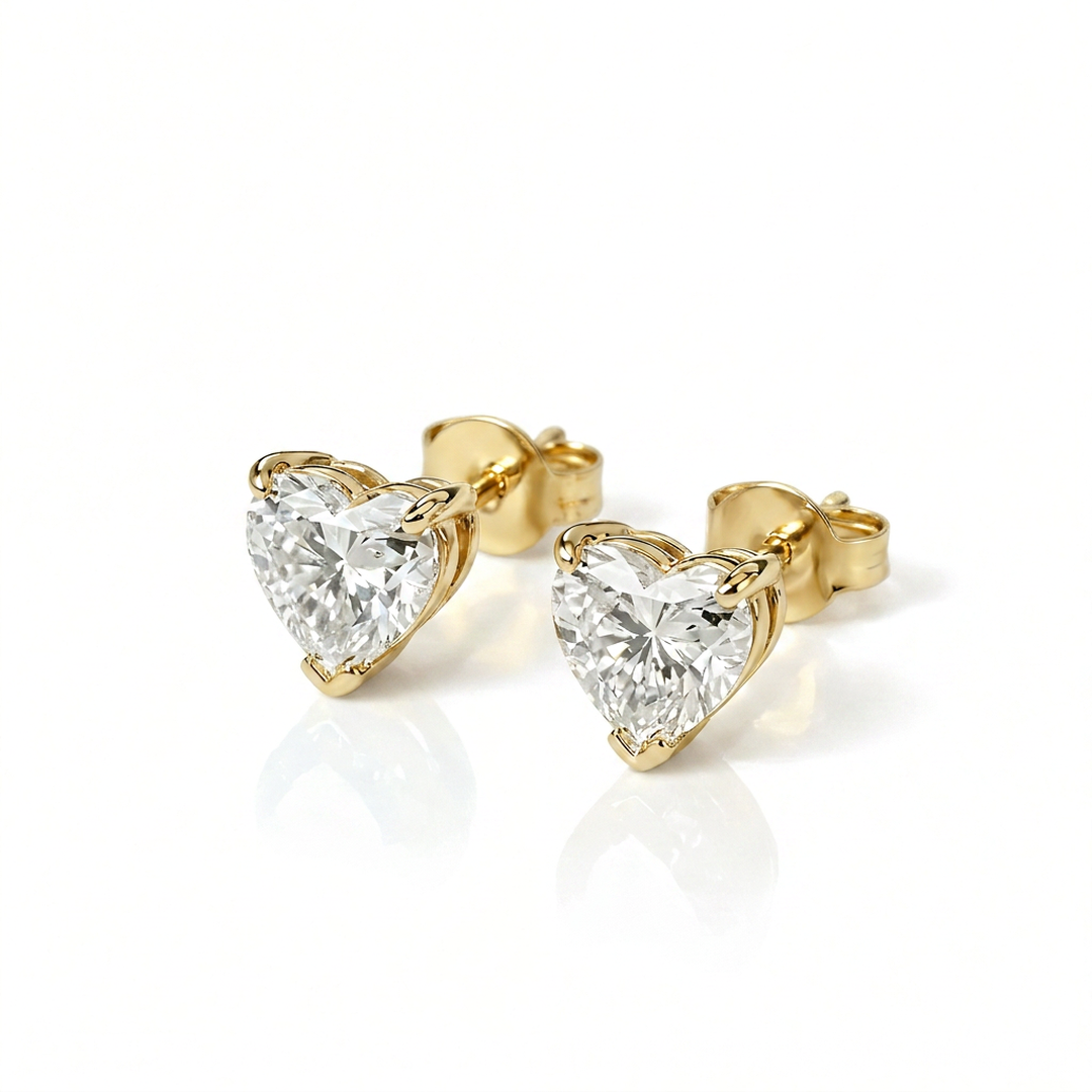Airrealé Heart Diamond Stud Earrings