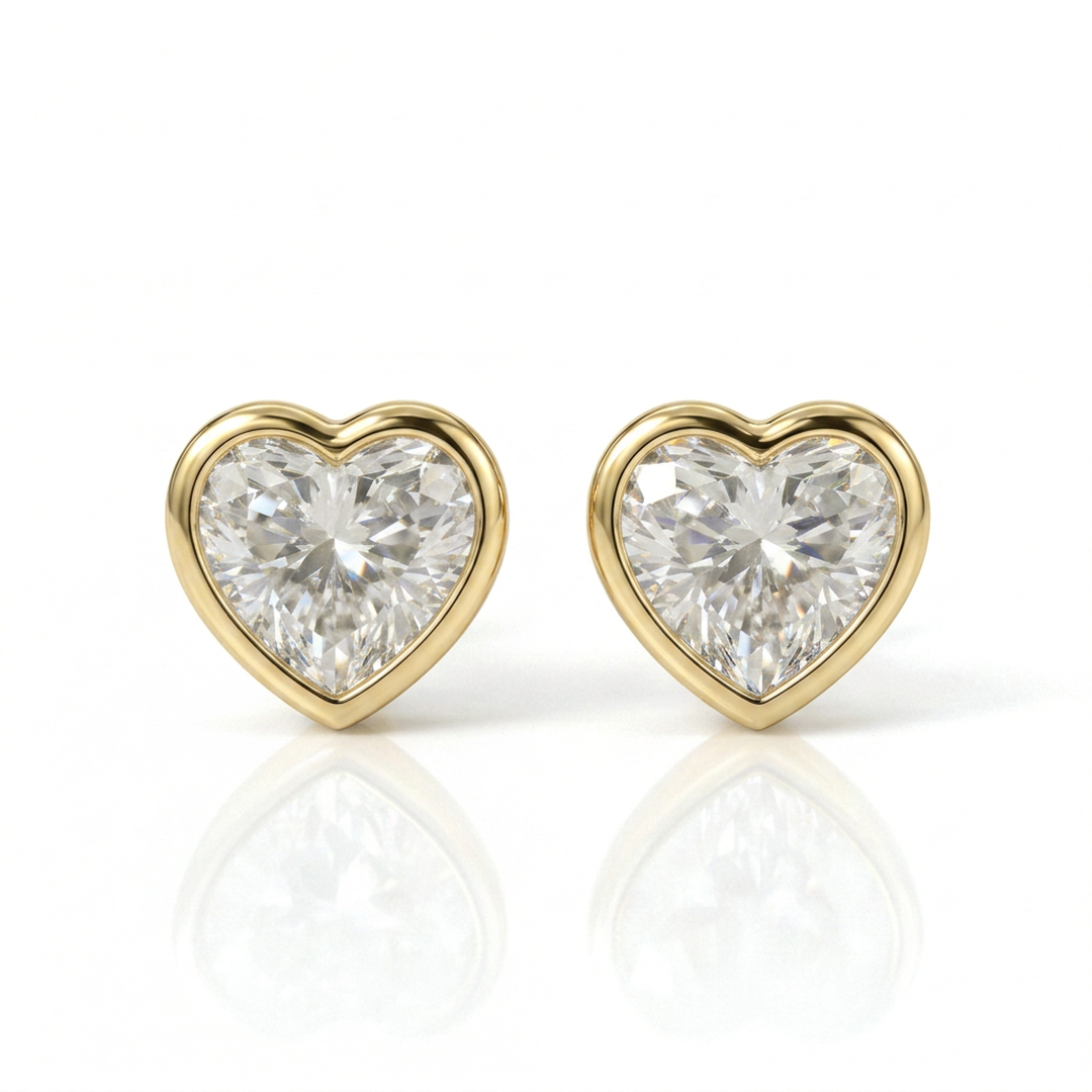 Airrealé Heart Diamond Stud Earrings