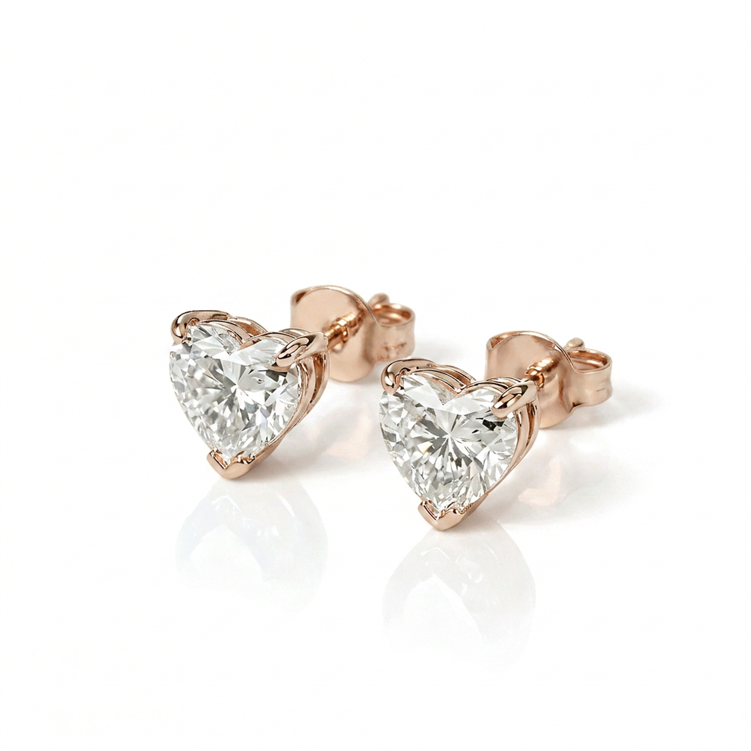 Airrealé Heart Diamond Stud Earrings