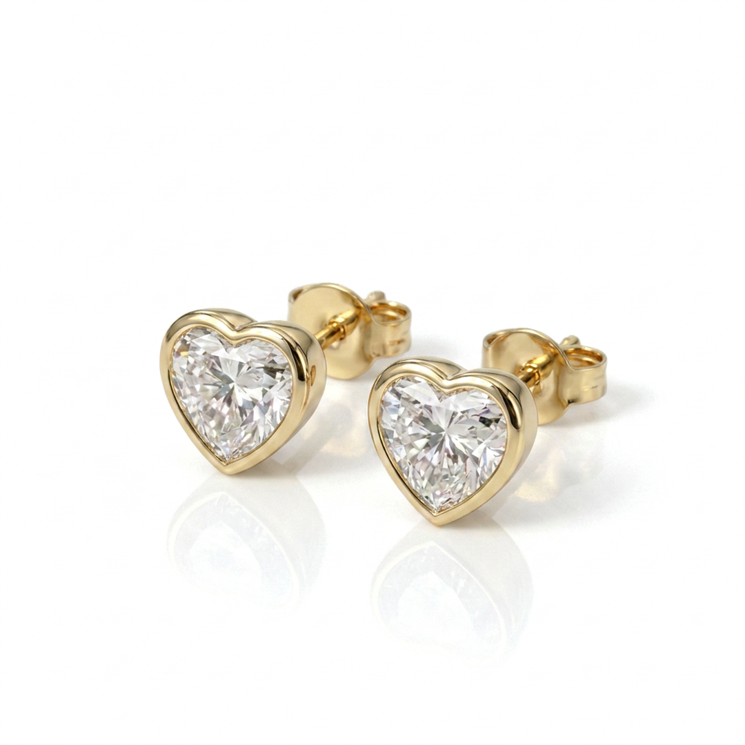 Airrealé Heart Diamond Stud Earrings