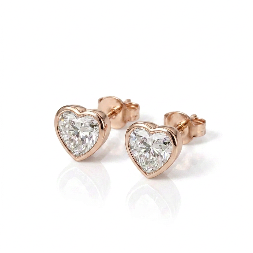 Airrealé Heart Diamond Stud Earrings