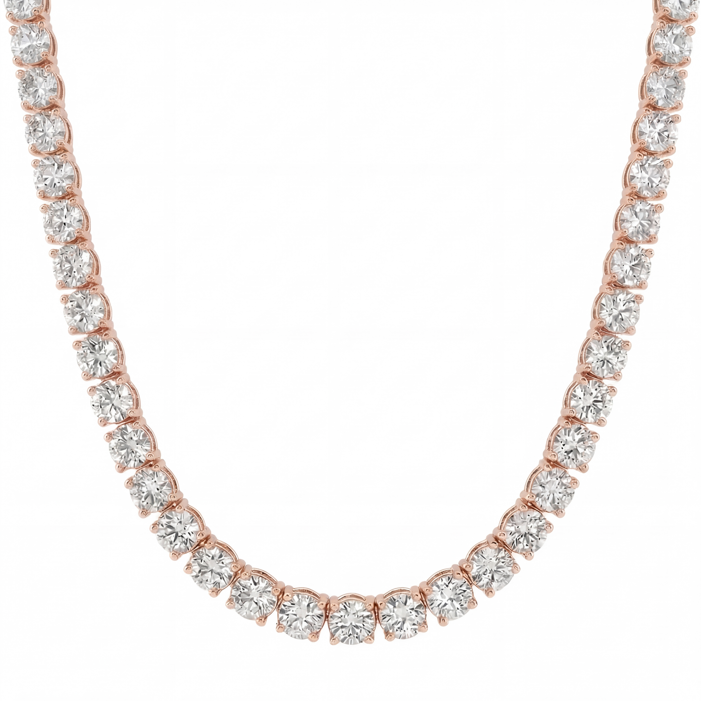 Airrealé Classic Diamond Tennis Necklace in 18K rose gold with round brilliant 0.30 carat D color VS1 lab-grown diamonds