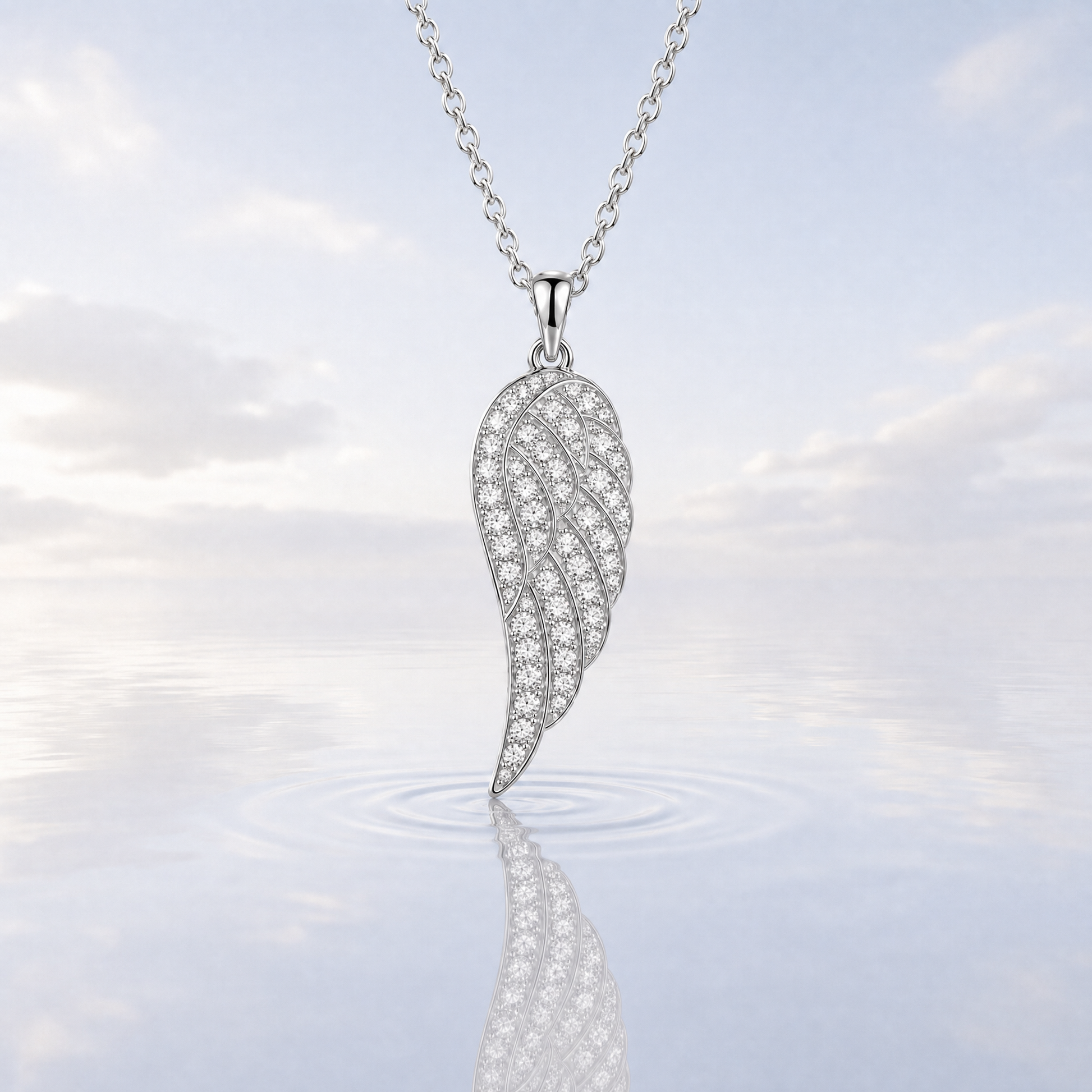 18k white gold natural diamond pendant