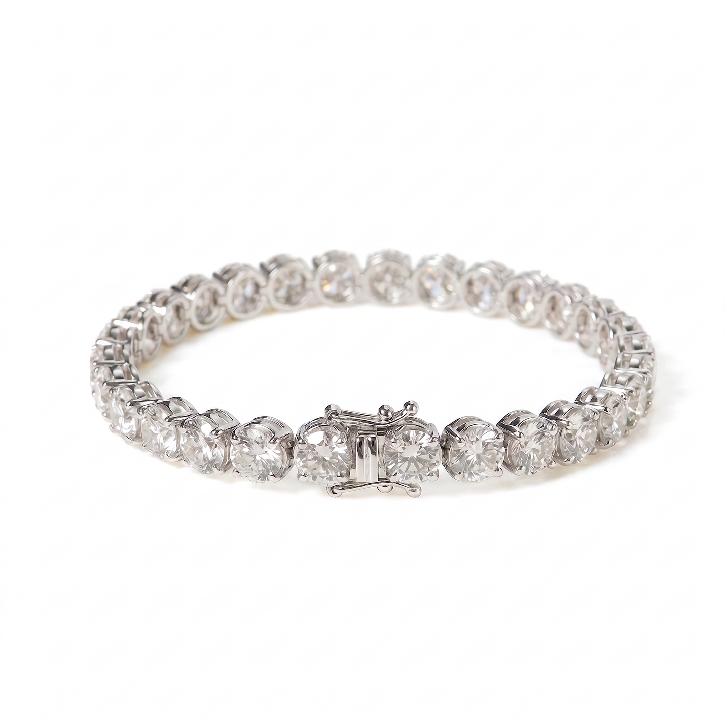 Airreale Tennis Bracelet 18k White Gold , Round Diamonds
