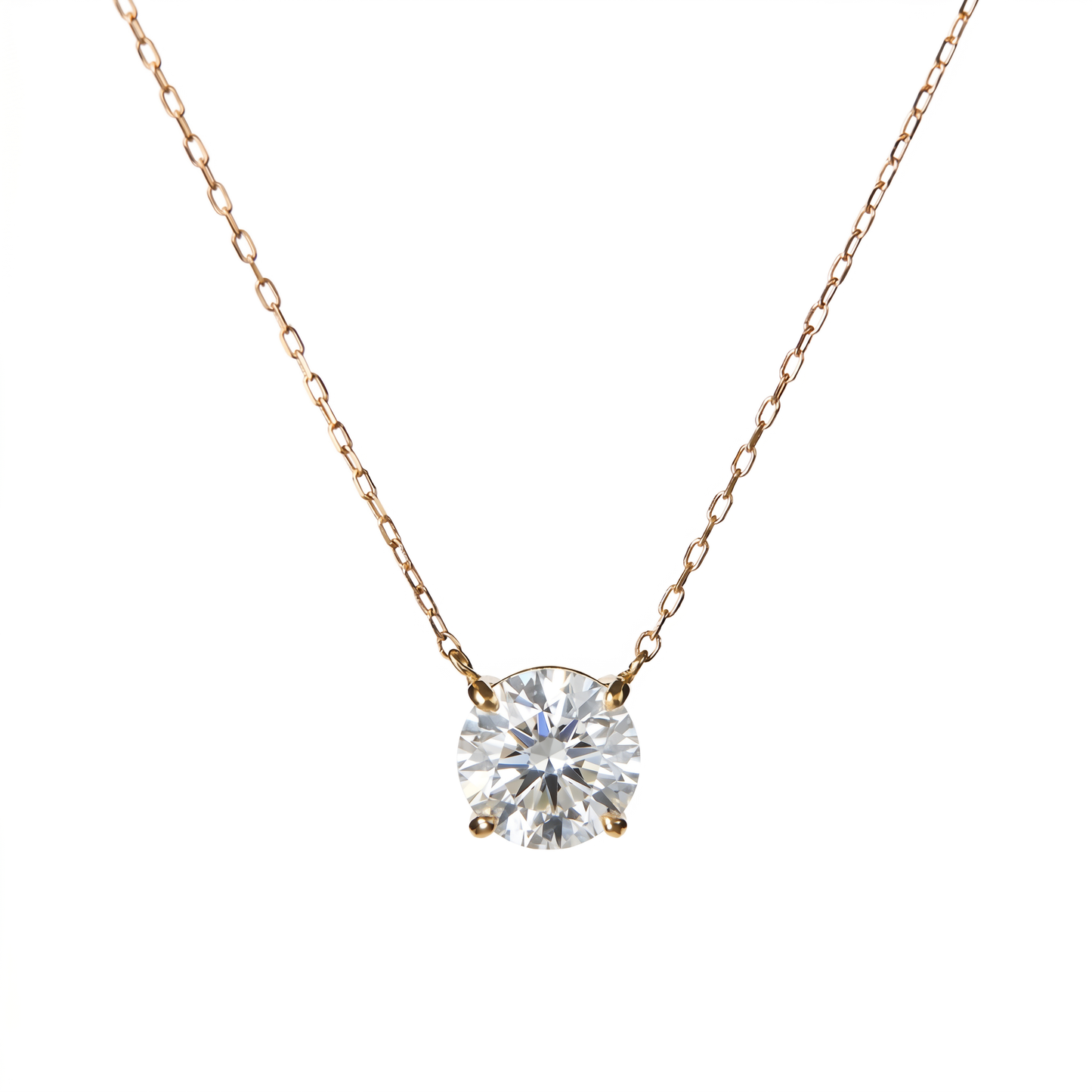 18k YellowGold - Diamond necklace single diamond pendant