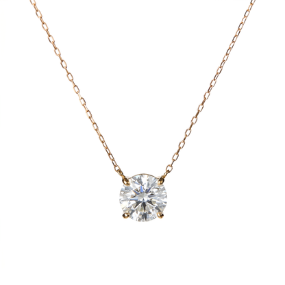 18k YellowGold - Diamond necklace single diamond pendant