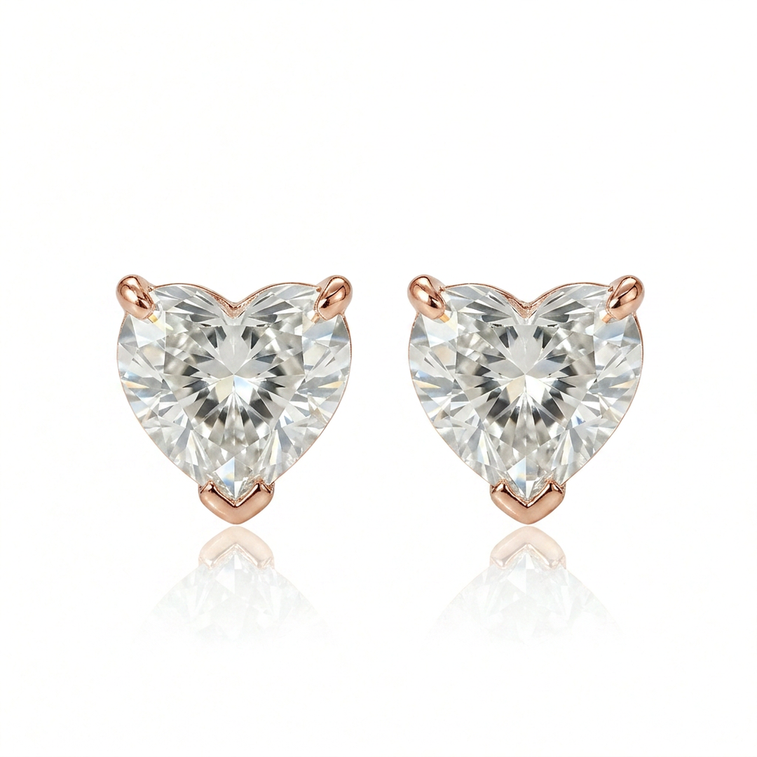 Airrealé Heart Diamond Stud Earrings
