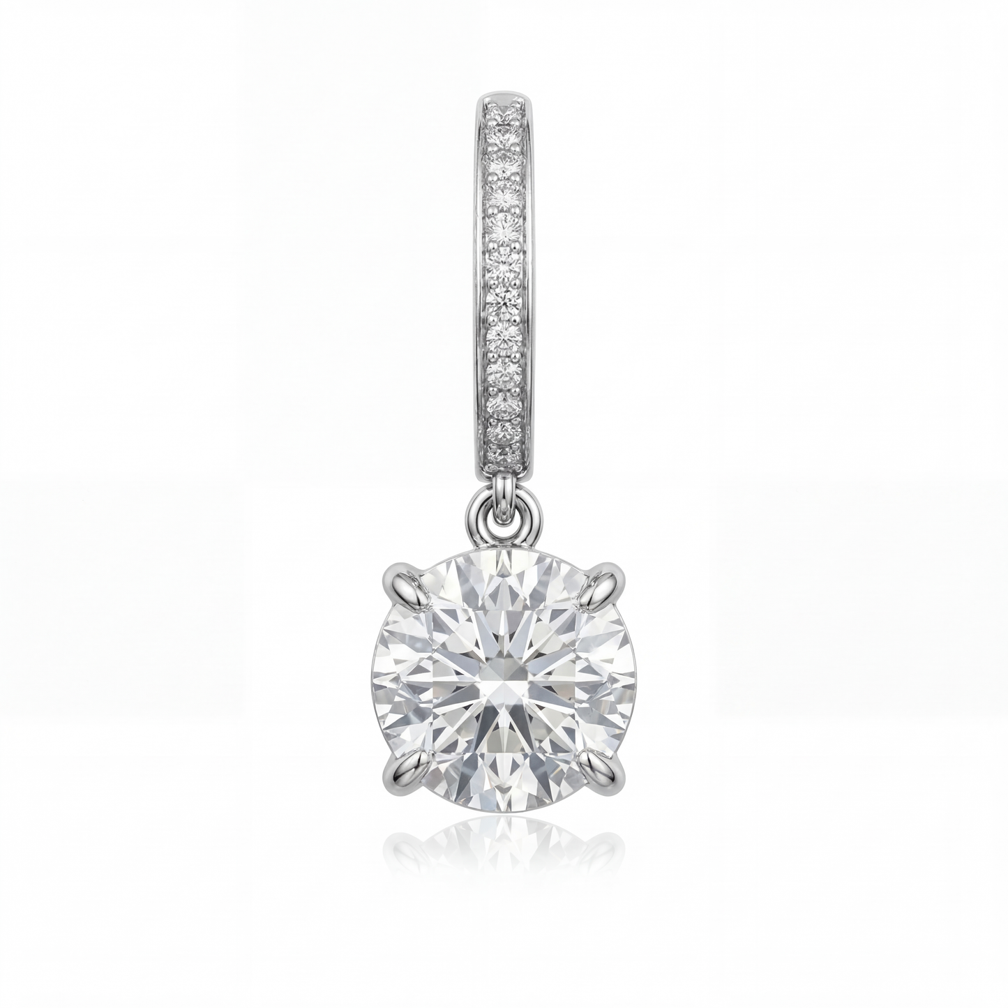 Floating Diamond Hoop Earrings in 18K Gold with VS1 E Color Lab-Grown Diamonds, elegant minimal hoop design with suspended diamond detail