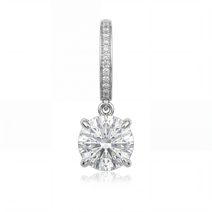 Floating Diamond Hoop Earrings in 18K Gold with VS1 E Color Lab-Grown Diamonds, elegant minimal hoop design with suspended diamond detail