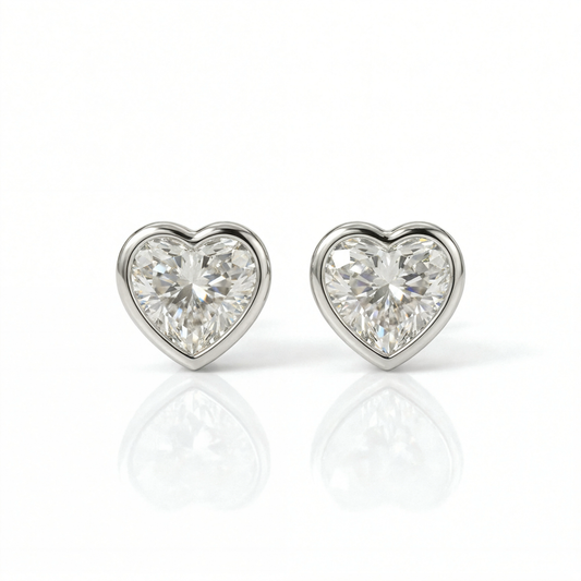 Airrealé Heart Diamond Stud Earrings