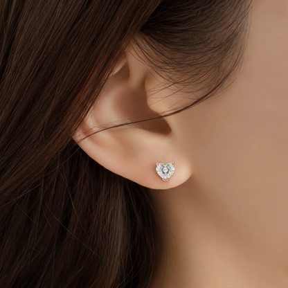 Airrealé Heart Diamond Stud Earrings