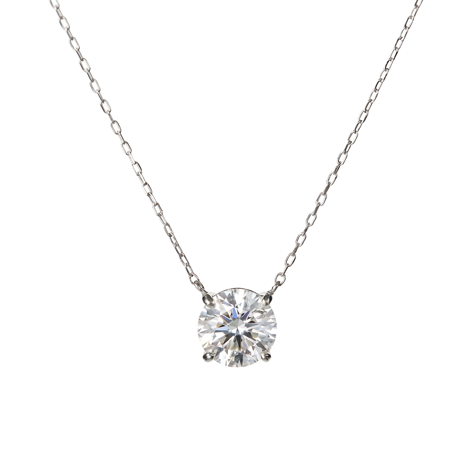 White Gold 2ct Diamond Pendant Necklace