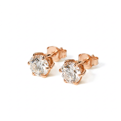 18k Rose Gold Lab Diamond Stud Earrings, Airreale Classic Designs